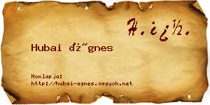 Hubai Ágnes névjegykártya